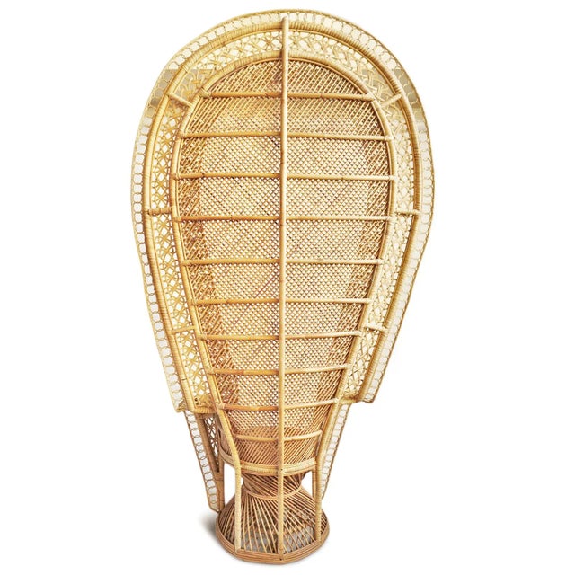 Boho Chic Tall Back Raw Peacock Fan Chair For Sale - Image 3 of 6