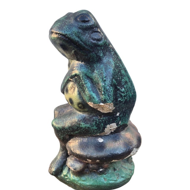 Anthropomorphic Adoring Frog Mushroom Cement Sculpture Yard Art Loving Statue For Sale In Wichita - Image 6 of 18