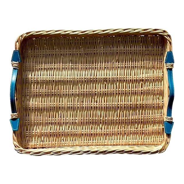 Large Rectangle Blue Osier Tray For Sale