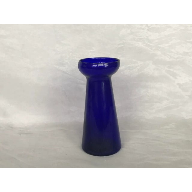 Modern Cobalt Blue Glass Hyacinth Vase For Sale - Image 3 of 11