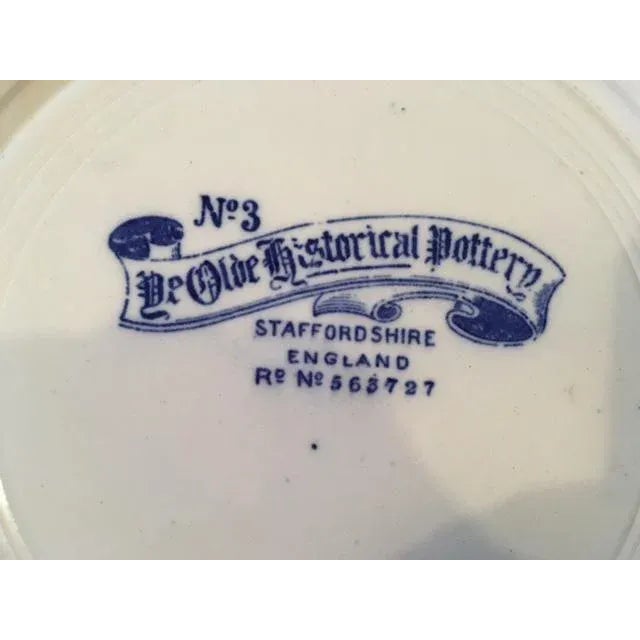 Ceramic Antique Late 19th Century Flow Blue Souvenir Plates Indianapolis & Rhode Island - Set of 2 For Sale - Image 7 of 11