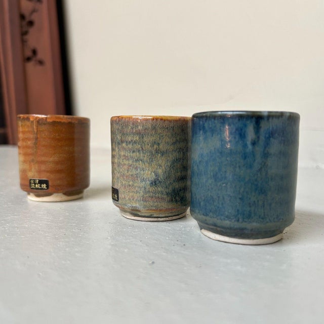 Vintage Japanese Yunomi Tea Cups, Aizu Ryōryō-Yaki, 1970s, Set of 3 For Sale - Image 9 of 15