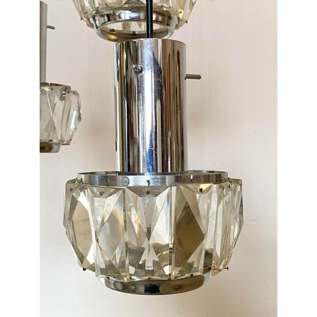 Steel and Crystal Chandelier, 1960s For Sale - Image 5 of 13