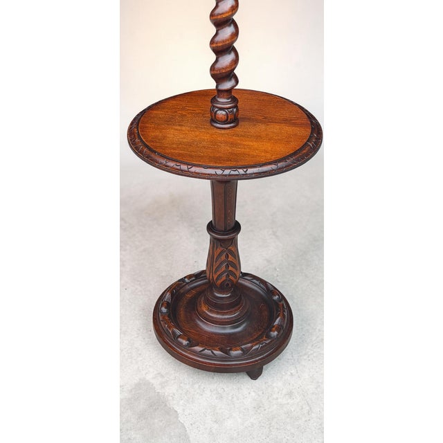 Brown 1940s French Floor Table Lamp, Solid Maple, Barley Twist. For Sale - Image 8 of 10