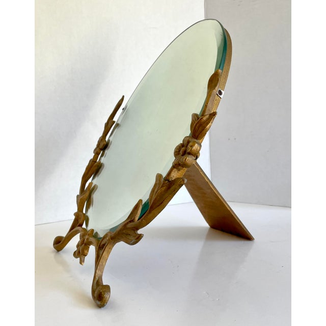 Art Nouveau Gold Floral Oval Vanity Mirror Chairish