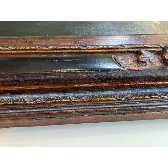 1950s Mid Century Rooster Oil Painting With Spanish Baroque Style Frame For Sale - Image 15 of 18