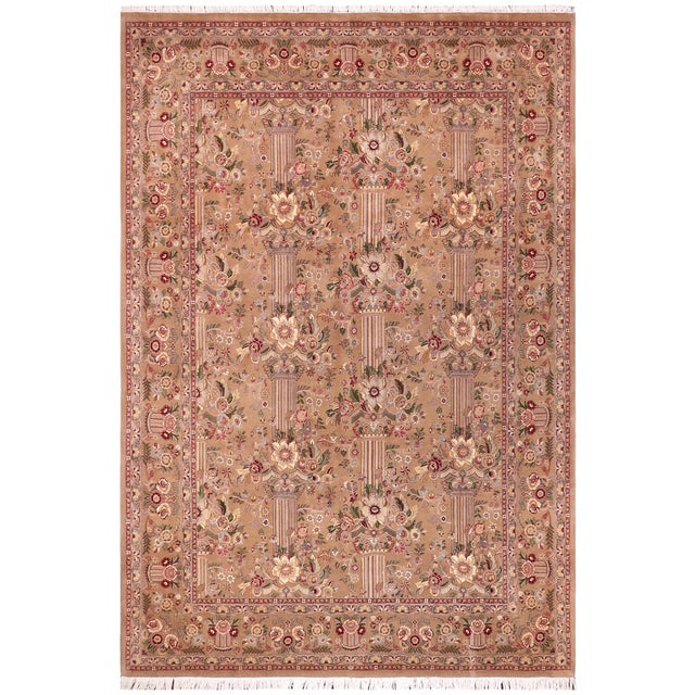 Shabby Chic Pak-Persian Taupe/Green Wool Rug - 9'2'' X 12'1'' For Sale - Image 9 of 9