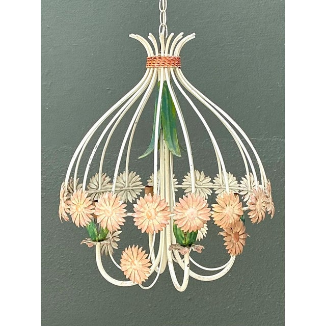 Vintage Tole Daisy Chandelier For Sale In West Palm - Image 6 of 12