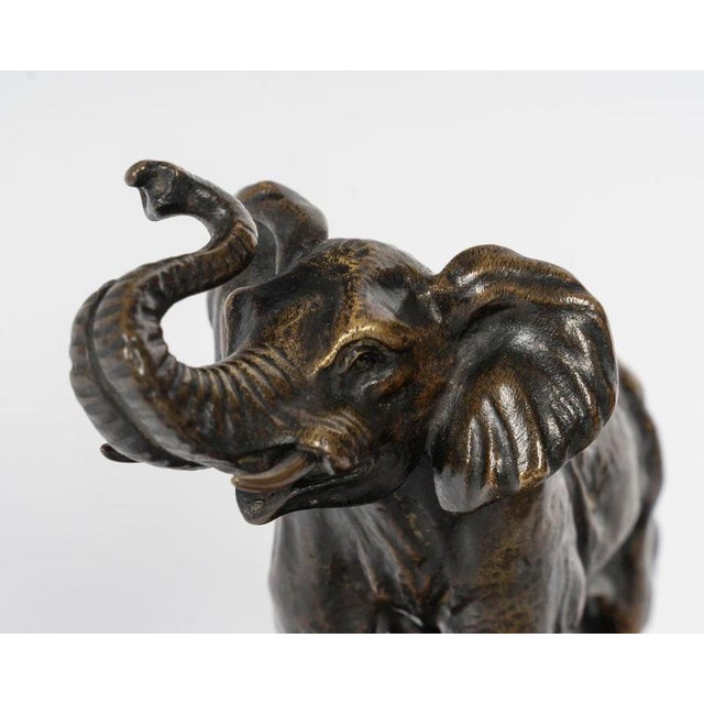 Wood Bronze Sculpture of Elephant by E. Bernard. For Sale - Image 7 of 9