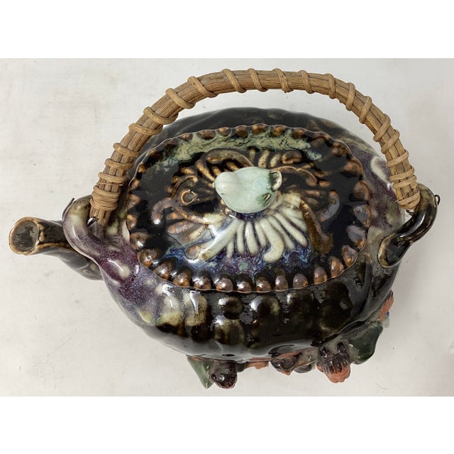 Antique Sumida Gawa Art Pottery Teapot For Sale - Image 4 of 4