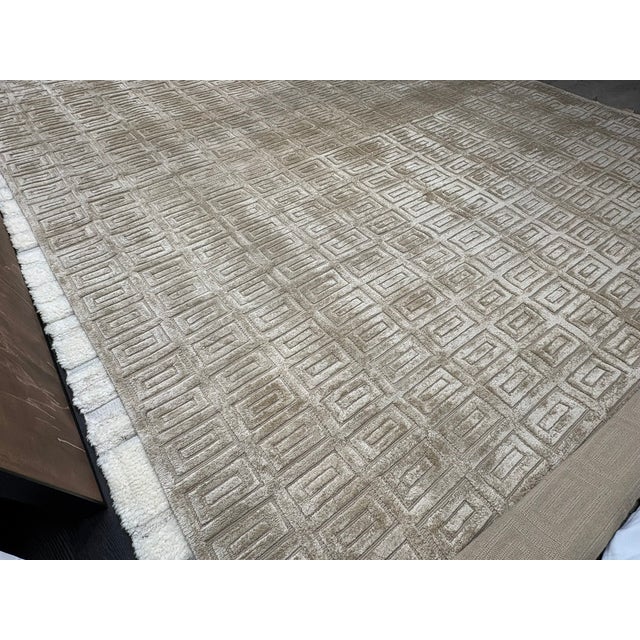 RH Rajouri Silk & Wool Rug – 12' × 15' Wheat | Hand-Knotted Silk & Wool | Nepalese Artisan Construction Luxury Staging Use...