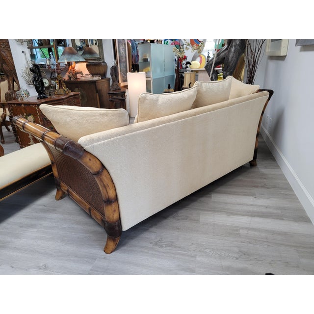 Postmodern Flared Arm Tuxedo Sofa in Textured Velvet For Sale - Image 18 of 18