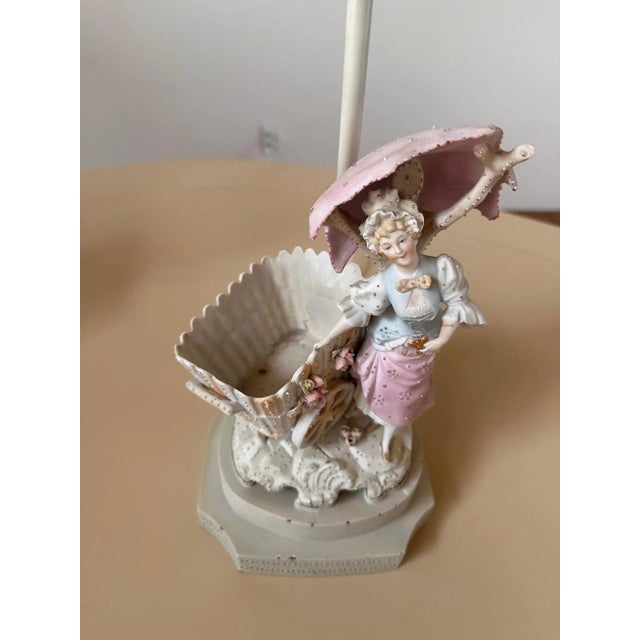 Pair of Antique Bisque Electric Table Lamps For Sale - Image 10 of 12