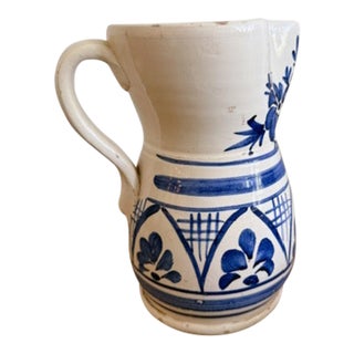 1950s Blue and White Vintage Pitcher From Italy For Sale