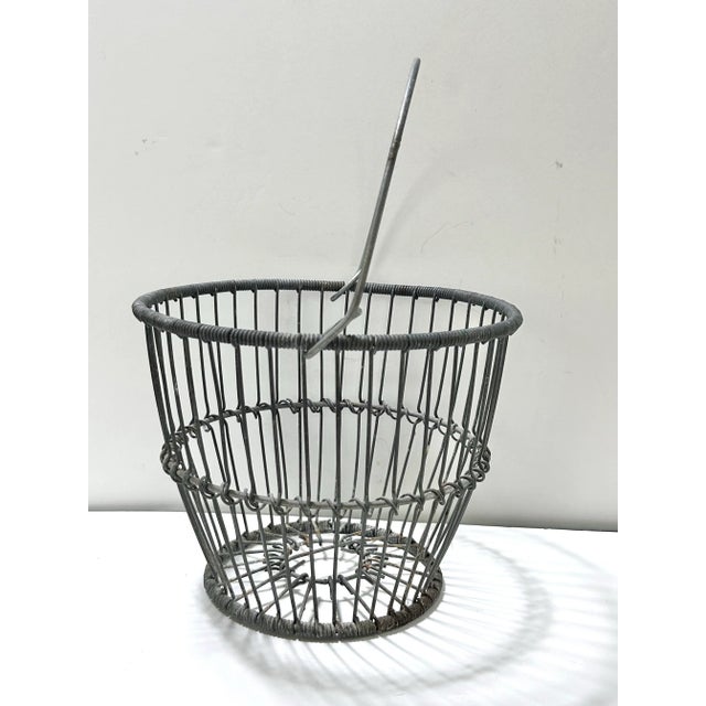 1920s Antique Zinc Wire Egg Gathering Basket With Handle For Sale In Louisville - Image 6 of 8