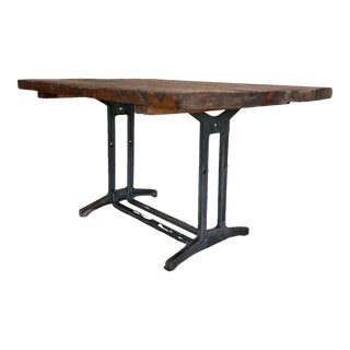 French Solid Cast Iron French Work Table With Wood Top For Sale