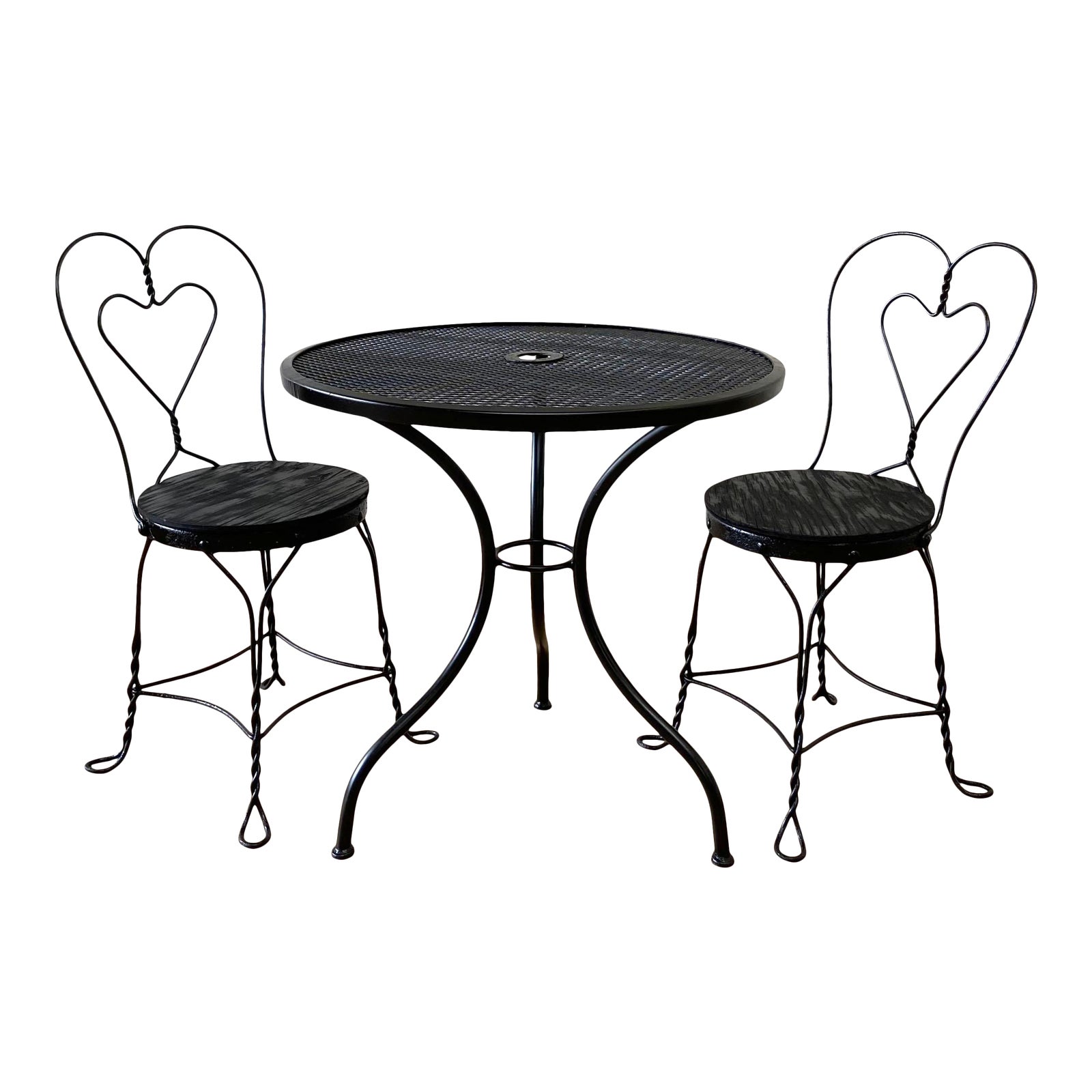 Black Iron French Patio Outdoor Table and Chairs Chairish