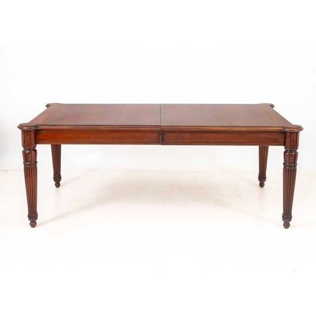 Ralph Lauren "British Colonial" Flame Mahogany Extending Dining Table, with two side drawers on fluted tapered legs. 30.5"...