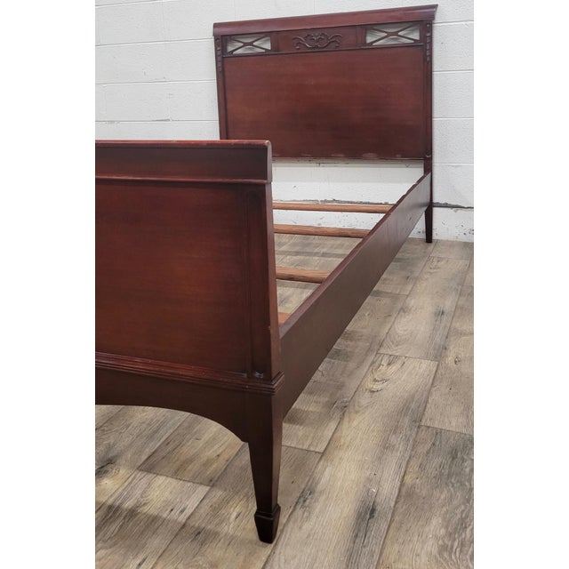 Traditional Vintage Twin Size Cherry Sleigh Bed For Sale - Image 3 of 8