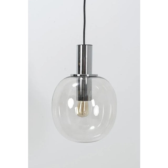 Glass Hanging Lamp in Chrome and Glass For Sale - Image 7 of 7