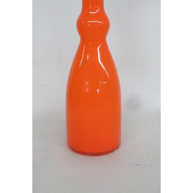 Mid 20th Century Orange Art Glass Vase Elongated Cylindrical Neck Mid Century Modern Style 4923b For Sale - Image 5 of 12