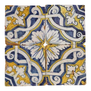 17th Century Antique Tiles, Set of Four, Portuguese
