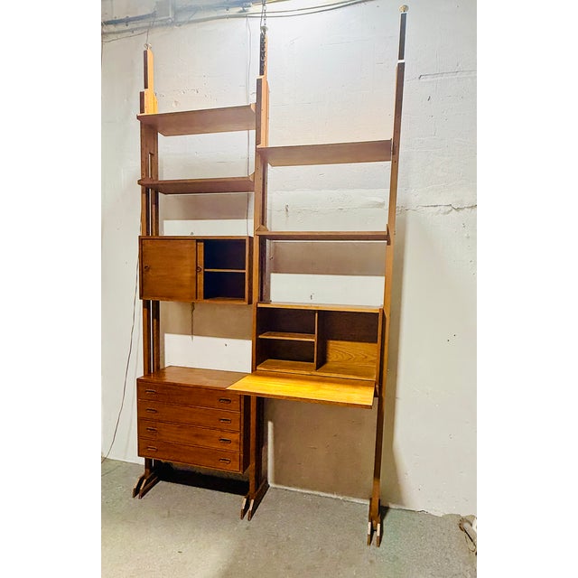 Italian Wooden Modular Bookcase, 1960s For Sale - Image 4 of 10