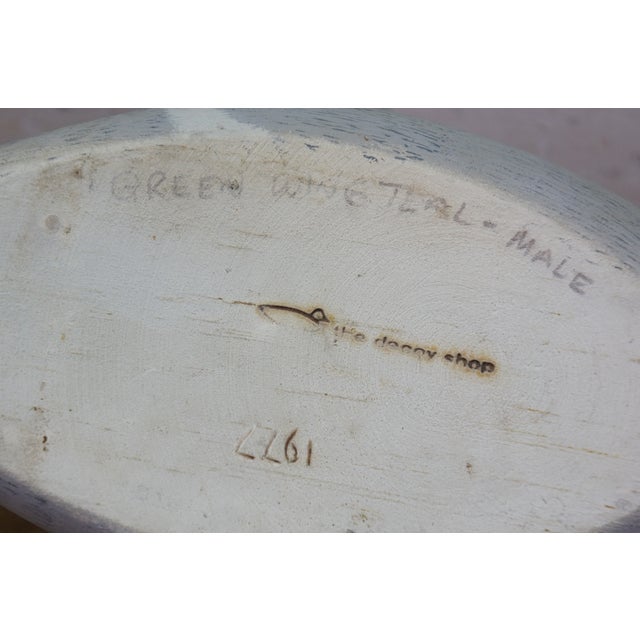 Vintage 1977 the Decoy Shop Hand-Carved White Pine Green-Winged Teal Drake Decoy For Sale - Image 13 of 14