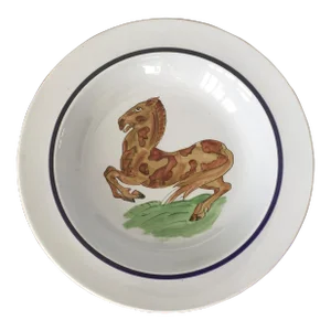 Art Deco Arabia Finland Hand Painted Horse 8¼" Rim Soup Bowl