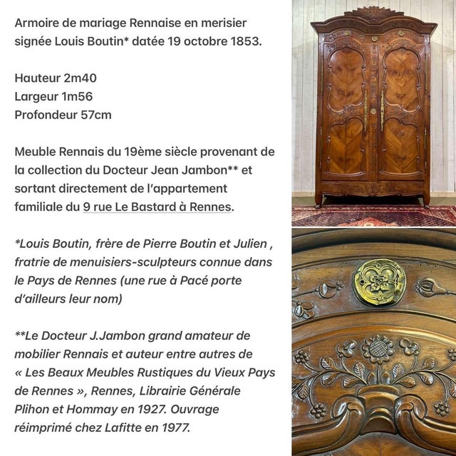 19th Century Rennes Wardrobe in Cherry Wood from Louis Boutin For Sale - Image 3 of 18