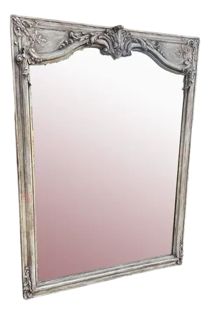 Large Antique 19th Century French Shaped Top Painted Mirror