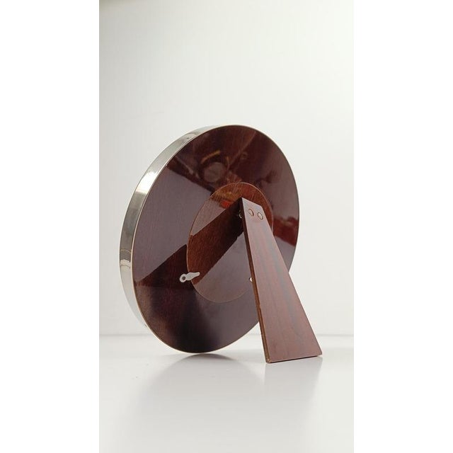 Mid-Century Round Silver-Plated and Teak Picture Frame, Italy, 1970s For Sale - Image 15 of 18