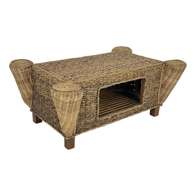 Mid-Century Rattan and Bamboo Coffee Table, Italy, 1960s For Sale