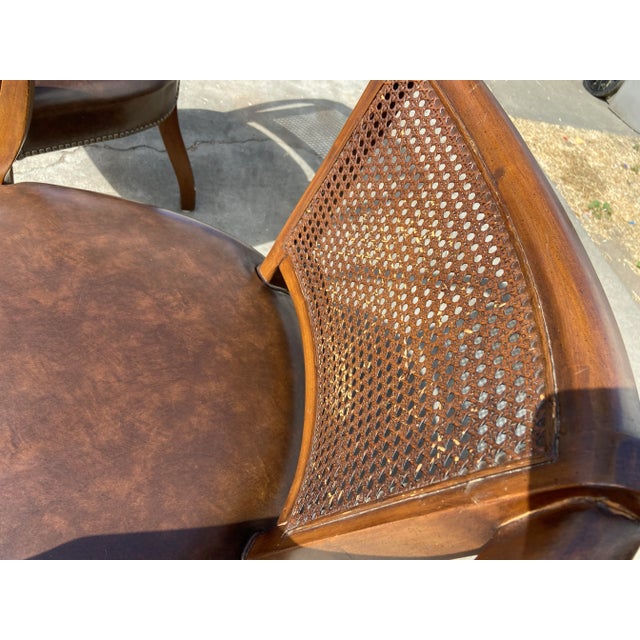 Coffee 1970s Shafer Brothers Cane Back Arm Chairs- Set of 2 For Sale - Image 8 of 12