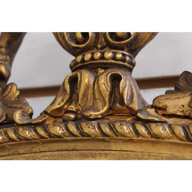 Vintage 1930s Louis XVI Style Parcel Gilt Mirror For Sale - Image 9 of 16