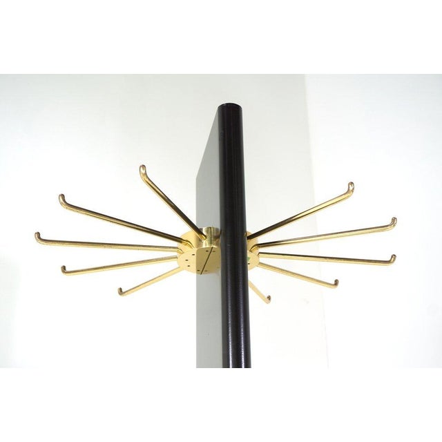 Vintage Swivel Coat Rack in Black Lacquered Wood and Brass, 1960s For Sale - Image 3 of 6