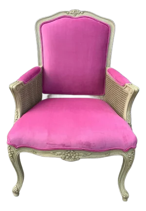 French Heritage Pink Velvet Arm Chair