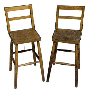 Pair of Unusual Antique Folding Chairs / Stools From England