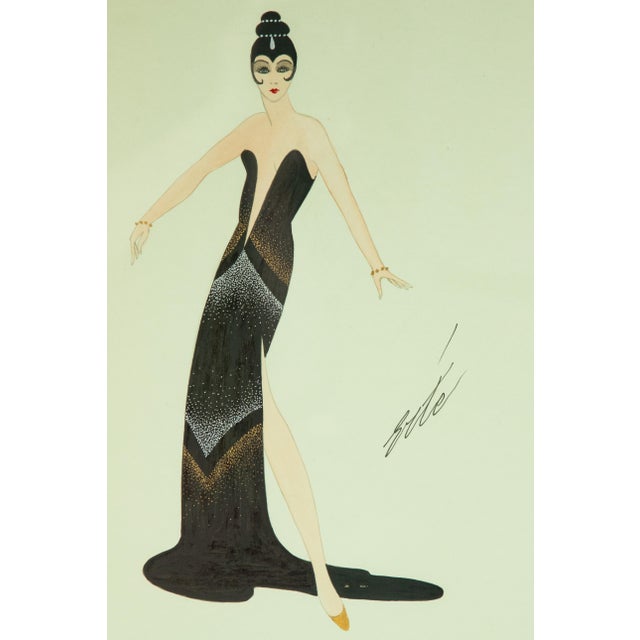 Art Deco Mid 20th Century Erte' Black Gown For Sale - Image 3 of 10