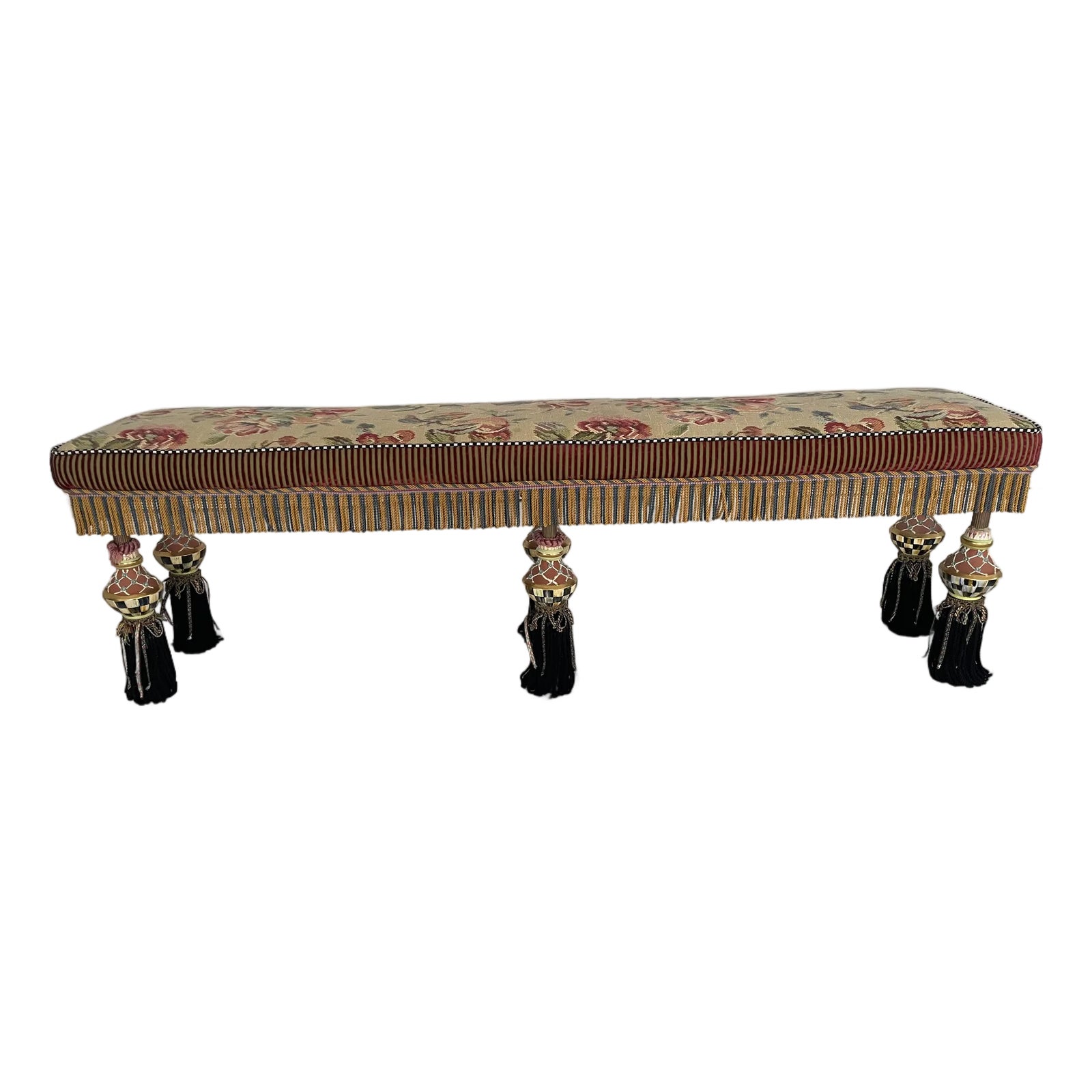 Vintage MacKenzie Childs Large Upholstered Bench – Aurora Ny – 1983 ...