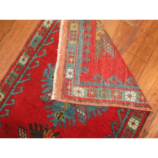 Early 21st Century Antique Turkish Yastik Oushak Rug Mat For Sale - Image 5 of 6