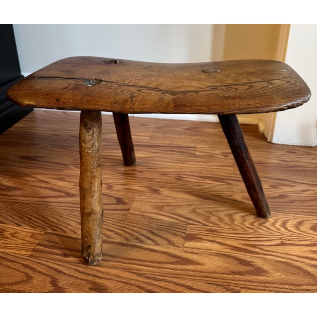 Late 19th Century Antique French Country Three Legged Low Milking Stool For Sale - Image 12 of 12