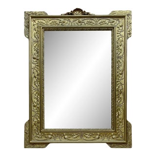 Rectangular Gold Hand Carved Wooden Mirror, 1960 For Sale