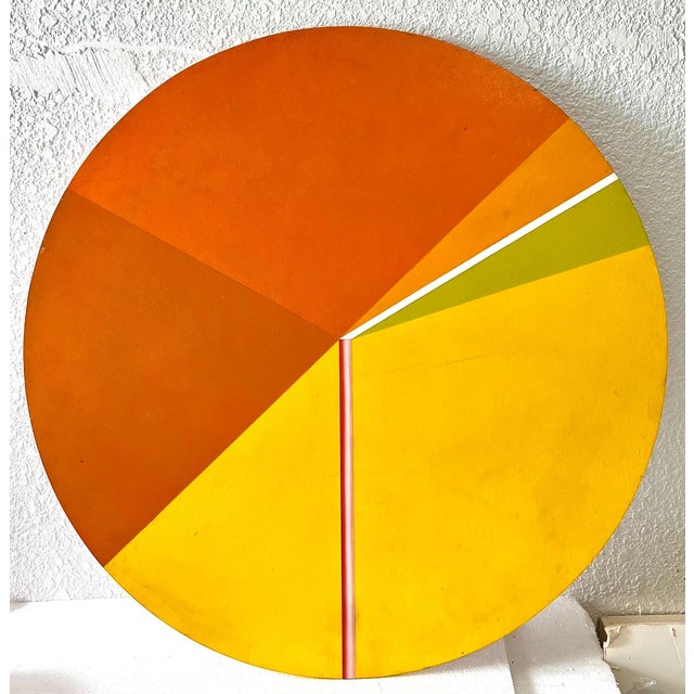 Reuven Berman Kadim, Israeli Round Tondo Hard Edged Geometric Abstract Color Painting Reuven Berman, 1974 For Sale - Image 16 of 17