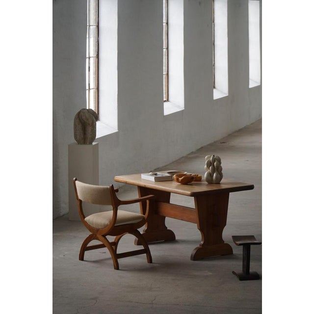 Mid-Century Modern Kurul Armchair in Oak and Hessian by Henning Kjærnulf, 1960s For Sale - Image 3 of 18