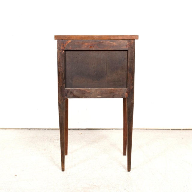 19th Century French Louis XVI Style Petite Walnut Commode or Side Table With Marquetry For Sale - Image 12 of 12