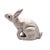 VTG Studio Pottery Rabbit Sculpture White Glaze Glass EyesTerracotta 9" For Sale - Image 4 of 13