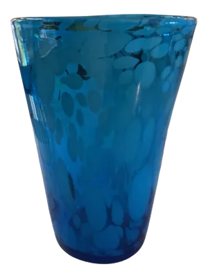 Mid-Century Handblown Blue Glass Vase