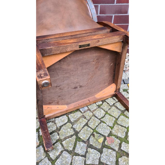 Vintage Chair in Wood and Leather, 1950s For Sale - Image 10 of 15