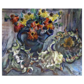 Dzidra Bauma, Sunflowers in the Fall, 1984, Watercolor on Paper For Sale
